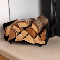 Charles Bentley Hazel Log Holder & Fireset Tool Stand Poker Tongs Brush Coal Shovel Tool Stand in Black - thumbnail 2