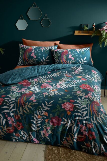 Catherine Lansfield 'Tropical Floral Birds' Duvet Set in Green - Size: King - image 1