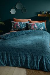 Catherine Lansfield 'Tropical Floral Birds' Duvet Set in Green - Size: King - thumbnail 2