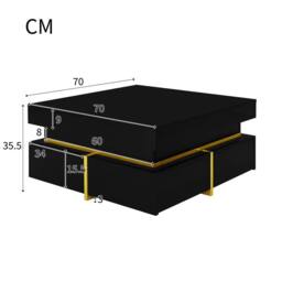 STILVORA Black Coffee Table with 2 Drawers & High Gloss Finish - thumbnail 4