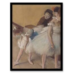 Artery8 Ballerina Dance Examination Edgar Degas Vintage Framed Wall Art Print in Beige - Size: A4 - thumbnail 1