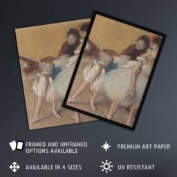 Artery8 Ballerina Dance Examination Edgar Degas Vintage Framed Wall Art Print in Beige - Size: A4 - thumbnail 2