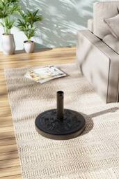 H&O Direct Rose Embossed Pattern Concrete-Filled Patio Umbrella Stand in Black