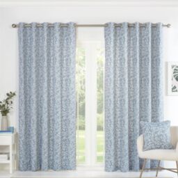 Sundour Sade Eyelet Curtains in Blue - Size: 229 cm width x 137 cm drop