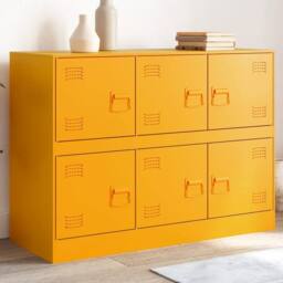 Berkfield Home Sideboard Mustard Yellow 99x39x73 cm Steel - Size: 99 x 39 x 73 cm - thumbnail 2