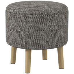 HOMCOM Storage Ottoman, Round Stool Chair with Cushioned Top, Hidden Space in Light Grey - thumbnail 2