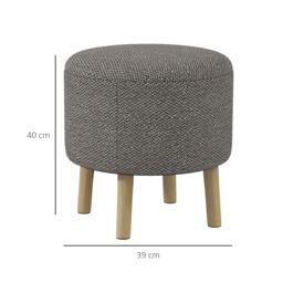 HOMCOM Storage Ottoman, Round Stool Chair with Cushioned Top, Hidden Space in Light Grey - thumbnail 3