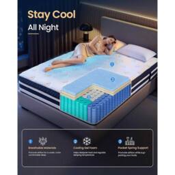 The Bazaarist Double Sized Medium Firm Pocket Spring Foam Mattress, Blue - thumbnail 6