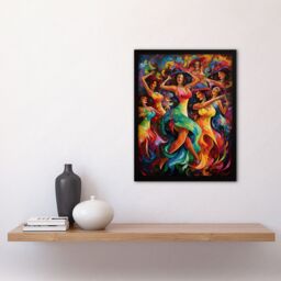 Artery8 Wall Art Print Latino South America Colourful Bright Bold Painting Rhythm Body Energy Theatre Arts Artwork Art Framed - Size: A4 - thumbnail 4