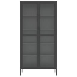 Berkfield Home Highboard Black 85x40x180 cm Glass & Steel - Size: 85 x 40 x 180 cm - thumbnail 6