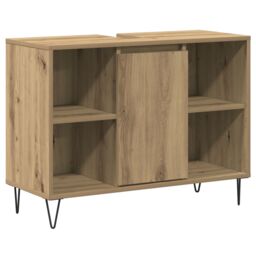 Berkfield Home Bathroom Vanity Unit Artisan Oak Engineered Wood Medium in Brown - thumbnail 2