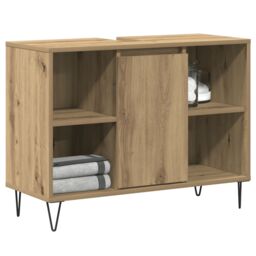 Berkfield Home Bathroom Vanity Unit Artisan Oak Engineered Wood Medium in Brown - thumbnail 3