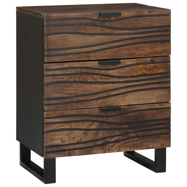 Berkfield Home Bedside Cabinet - 50x33x60 cm made from solid mango & engineered wood in Brown - Size: 50 x 33 x 60 cm - image 1