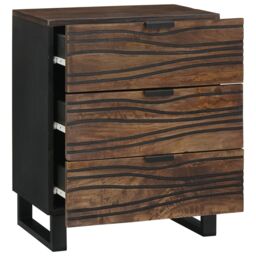 Berkfield Home Bedside Cabinet - 50x33x60 cm made from solid mango & engineered wood in Brown - Size: 50 x 33 x 60 cm - thumbnail 2