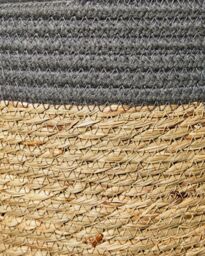 Dibor Traditional Seagrass Small Grey Stripe Indoor Storage Basket H15 x D26cm in Natural - thumbnail 3