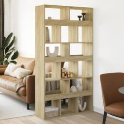 Berkfield Home Room Divider Sonoma Oak 100x33x187.5 cm Engineered Wood in Light Tan - thumbnail 2