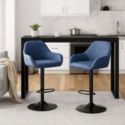 Modcraft Set of 2 Height Adjustable Swivel Bar Stools in Blue - thumbnail 6