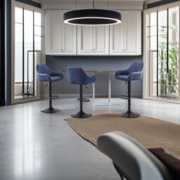 Modcraft Set of 2 Height Adjustable Swivel Bar Stools in Blue - thumbnail 3
