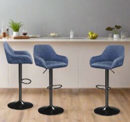 Modcraft Set of 2 Height Adjustable Swivel Bar Stools in Blue - thumbnail 2