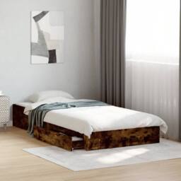 Berkfield Home Bed Frame with Drawers without Mattress Smoked Oak 90x190 cm Single in Brown - thumbnail 2