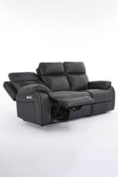 More4Homes Vinson Electric Recliner 3 Seater Sofa Air Leather With USB-C Charging in Charcoal - thumbnail 8