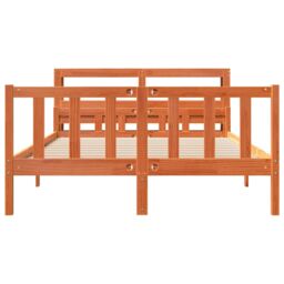 Berkfield Home Bed Frame with Headboard without Mattress Wax Brown 150x200 cm King Size - thumbnail 4