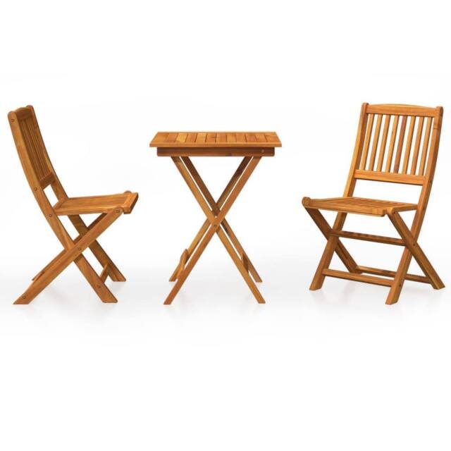 Berkfield Home 3 Piece Folding Garden Dining Set Solid Acacia Wood in Brown - image 1