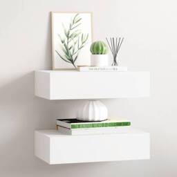 Berkfield Home Elegant Wall-mounted Drawer Shelves 2 pcs White 40x23.5x10 cm MDF - thumbnail 2