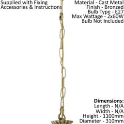 Loops Ceiling Pendant Light & 2x Matching Wall Lights Bronze & White Satin Glass Shade - thumbnail 2