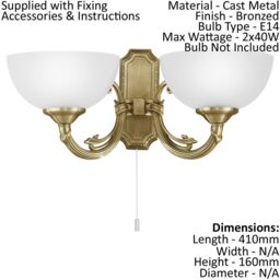 Loops Ceiling Pendant Light & 2x Matching Wall Lights Bronze & White Satin Glass Shade - thumbnail 3