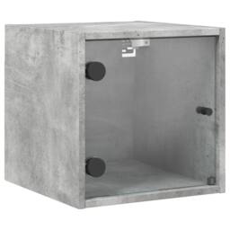 Berkfield Home Bedside Cabinets with Glass Doors 2 pcs Concrete Grey 35x37x35 cm - Size: 35 x 37 x 35 cm - thumbnail 6