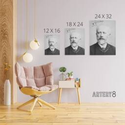 "Artery8 Tchaikovsky Autographed Portrait Canvas Wall Art Print in Grey - Size: W18"" x H24""" - thumbnail 4