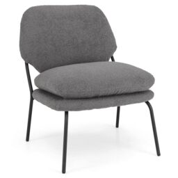 Costway Armless Accent Chair Teddy Fleece Fabric Upholstered Leisure Chair-Grey in Grey - thumbnail 8
