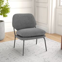 Costway Armless Accent Chair Teddy Fleece Fabric Upholstered Leisure Chair-Grey in Grey