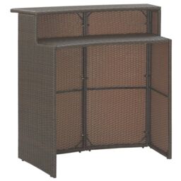 Berkfield Home 3 Piece Garden Bar Set with Cushions Poly Rattan Brown - thumbnail 6