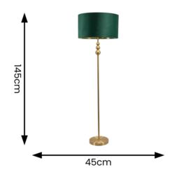 ValueLights Marissa Gold Stacked Ball Floor Lamp with Velvet Drum with Gold Inner Shade in Bottle Green - thumbnail 7