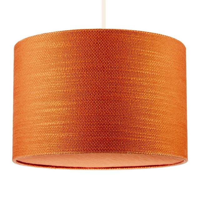 Happy Homewares Desert Sun Orange Textured Linen Pendant Lighting Shade with Diffuser in Tangerine - Size: 12 inches - image 1