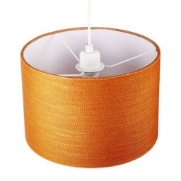 Happy Homewares Desert Sun Orange Textured Linen Pendant Lighting Shade with Diffuser in Tangerine - Size: 12 inches - thumbnail 3