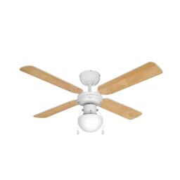 "ValueLights Nimrod 42"" 4 Blade Wood & White Ceiling Light Fan in Light Oak" - thumbnail 2