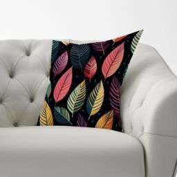 Warren Reed - Designer Colourful Leaves Pattern Cushions in Pink - Size: 60 cm x 60 cm - thumbnail 3