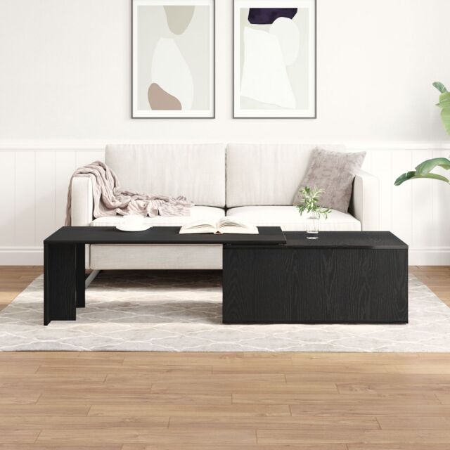 Berkfield Home Black Oak Coffee Table, 150x50x35 cm, Made of Engineered Wood - Size: 150 x 50 x 35 cm - image 1