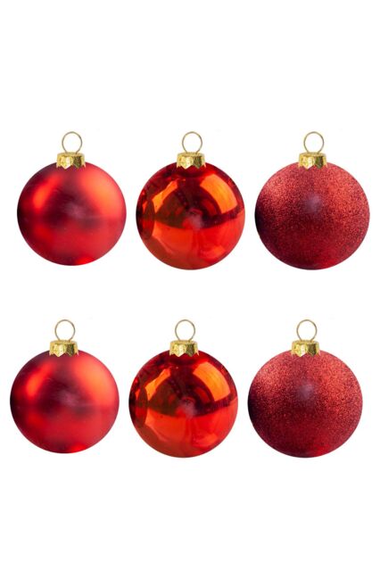 VFM e-Store Christmas Bauble Decoration Hanging Tree Ornament X 6 6cm Red - image 1