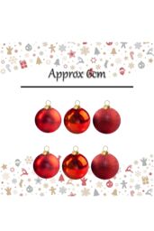 VFM e-Store Christmas Bauble Decoration Hanging Tree Ornament X 6 6cm Red - thumbnail 2