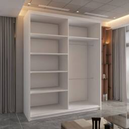 Sliding Wardrobes 4U Chenai Sliding Door Wardrobe with Mirror Glass Design W150cm x H217cm in White - thumbnail 3