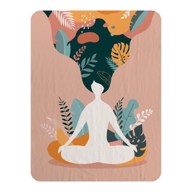 Benjamin Tate Design mindfulness, meditation & yoga Woman Designer Blanket in Natural - Size: 120 cm x 150 cm - image 1