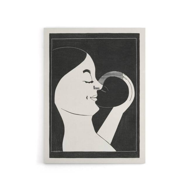"Artery8 Mother & Child Stylised Painting De Mesquita Canvas Wall Art Print in Black - Size: W18"" x H24""" - image 1