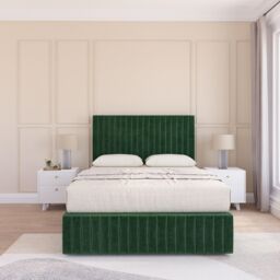 Sloomy Madison Plush Velvet Memory Foam Bed Set With 4 Drawers, Mattress & Headboard in Green - Size: Super King - thumbnail 3