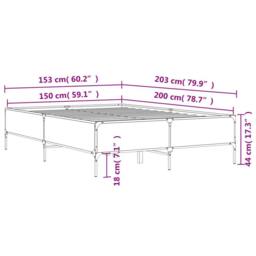 Berkfield Home Durable Bed Frame without Mattress Grey Sonoma 150x200 cm King Size - thumbnail 9