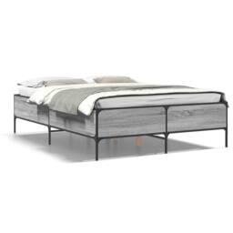 Berkfield Home Durable Bed Frame without Mattress Grey Sonoma 150x200 cm King Size - thumbnail 3
