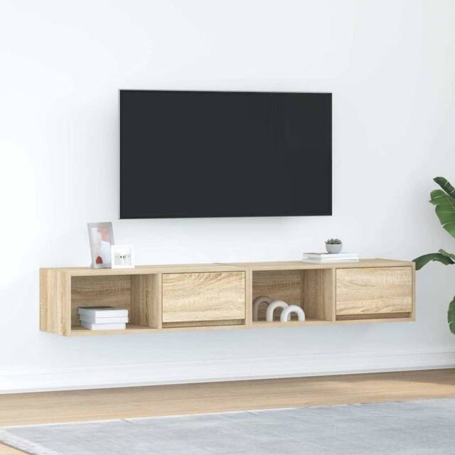 Berkfield Home TV Cabinets 2 pcs Sonoma Oak 80x31x25.5 cm Engineered Wood in Natural - image 1
